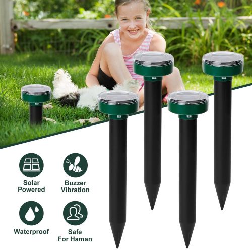 4Pcs Solar Powered Mole Repeller Sonic Gopher Stake Repellent Waterproof Outdoor For Farm Garden Yard 4Pcs Solar Powered Mole Repeller Sonic Gopher Stake Repellent Waterproof Outdoor For Farm Garden Yard