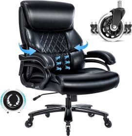 Big and Tall Office Chair 500 LBS-Executive Office Chair for Heavy People-Heavy Duty Office Chair with Sturdy Rollerblade Wheels-Desk Chair with Adjus