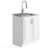 Darwin - Deluxe 28" Laundry Cabinet with Pull-out Faucet and Stainless Steel Sink - Pure White