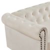 Classic Traditional Living Room Upholstered Sofa with velvet fabric Surface/ Chesterfield Tufted Fabric Sofa Couch, Large-White