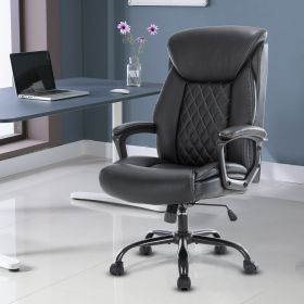 Computer Chair-Office Chair-Executive Office Chair with Fixed Armrests-Ergonomic Office Desk Chair High Back-Computer Chair with Wheels-Leather Office