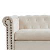 Classic Traditional Living Room Upholstered Sofa with velvet fabric Surface/ Chesterfield Tufted Fabric Sofa Couch, Large-White