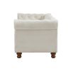 Classic Traditional Living Room Upholstered Sofa with velvet fabric Surface/ Chesterfield Tufted Fabric Sofa Couch, Large-White