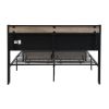 FULL Size Metal Platform Bed Frame with upholstery storage function Headboard and USB LINER and Footboard with drawers , No Box Spring Needed, Large U