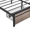 FULL Size Metal Platform Bed Frame with upholstery storage function Headboard and USB LINER and Footboard with drawers , No Box Spring Needed, Large U