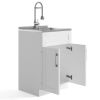Hennessy - Deluxe 24" Laundry Cabinet with Faucet and Stainless Steel Sink - Pure White