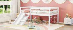 Twin Low Loft Bed with Slide, Ladder, Safety Guardrails, No Box Spring Needed,White