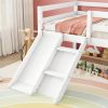 Twin Low Loft Bed with Slide, Ladder, Safety Guardrails, No Box Spring Needed,White