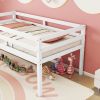 Twin Low Loft Bed with Slide, Ladder, Safety Guardrails, No Box Spring Needed,White