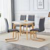 White stone burning tabletop with rubber wooden legs, foldable computer desk, foldable office desk, Modern PU leather high back cushion side chair wit