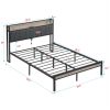 Queen Size Metal Platform Bed Frame with upholstery storage function Headboard and USB LINER and Footboard , No Box Spring Needed, Large Under Bed Sto
