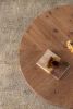 33.86"Modern Retro Splicing Round Coffee Table,Fir Wood Table Top with Gold Cross Legs Base(Same SKU:W757127348)