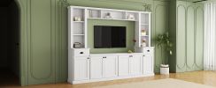 ON-TREND Minimalist Entertainment Wall Unit Set with Bridge for TVs Up to 75'', Ample Storage Space TV Stand with Adjustable Shelves, Modernist Large