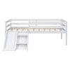 Twin Low Loft Bed with Slide, Ladder, Safety Guardrails, No Box Spring Needed,White