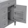 30'' Bathroom Vanity with Top Sink, Modern Bathroom Storage Cabinet with 2 Drawers and a Tip-out Drawer, Freestanding Vanity Set with Mirror Cabinet,