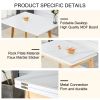 White stone burning tabletop with rubber wooden legs, foldable computer desk, foldable office desk, Modern PU leather high back cushion side chair wit