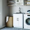 Hennessy - Deluxe 24" Laundry Cabinet with Faucet and Stainless Steel Sink - Pure White