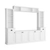 ON-TREND Minimalist Entertainment Wall Unit Set with Bridge for TVs Up to 75'', Ample Storage Space TV Stand with Adjustable Shelves, Modernist Large