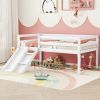 Twin Low Loft Bed with Slide, Ladder, Safety Guardrails, No Box Spring Needed,White