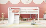 Twin Low Loft Bed with Slide, Ladder, Safety Guardrails, No Box Spring Needed,White