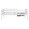 Twin Low Loft Bed with Slide, Ladder, Safety Guardrails, No Box Spring Needed,White