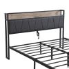 FULL Size Metal Platform Bed Frame with upholstery storage function Headboard and USB LINER and Footboard with drawers , No Box Spring Needed, Large U