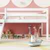 Twin Low Loft Bed with Slide, Ladder, Safety Guardrails, No Box Spring Needed,White