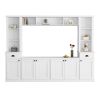 ON-TREND Minimalist Entertainment Wall Unit Set with Bridge for TVs Up to 75'', Ample Storage Space TV Stand with Adjustable Shelves, Modernist Large