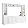 ON-TREND Minimalist Entertainment Wall Unit Set with Bridge for TVs Up to 75'', Ample Storage Space TV Stand with Adjustable Shelves, Modernist Large