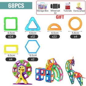21-180pcs Big Size Magnetic Designer Magnet Building Blocks Construction Set Magnetic Bircks DIY Toys For Children Gifts (type: 68pcs)