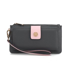 Olympe Vegan Leather Women Wristlet Wallet (Color: Charcoal-Pink, Material: Vegan Leather)