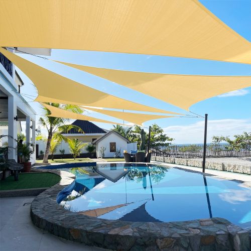 Artpuch Custom Size 5'X7'X7' Sand Sun Shade Sail Triangle Canopy 185 GSM Durable Fabric UV Block Awning for Outdoor Patio Garden Backyard (Customized Artpuch Custom Size 5'X7'X7' Sand Sun Shade Sail Triangle Canopy 185 GSM Durable Fabric UV Block Awning for Outdoor Patio Garden Backyard (Customized